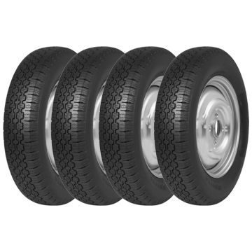 Set of 4 morris minor wheels and ca67 tyres with silver centers