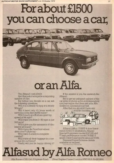 Click to enlarge Alfa Romeo Alfasud Advert