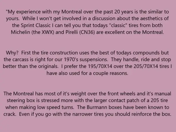 Click to enlarge Alfa Romeo Montreal Tyres - Montreal Owners Page