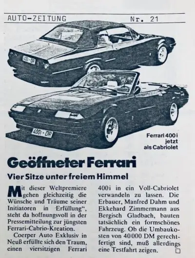 Click to enlarge Ferrari 400i Tyres - German Advert