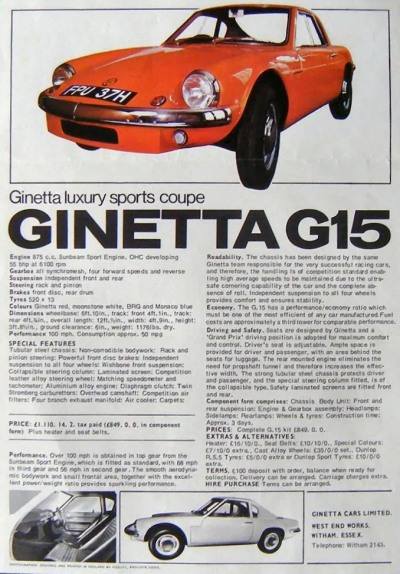 Ginetta G15 Technical Information