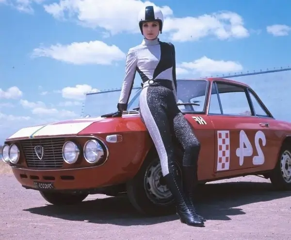 Click to enlarge Italian Actress and model Elsa Martinelli with a Lancia Fulvia HF