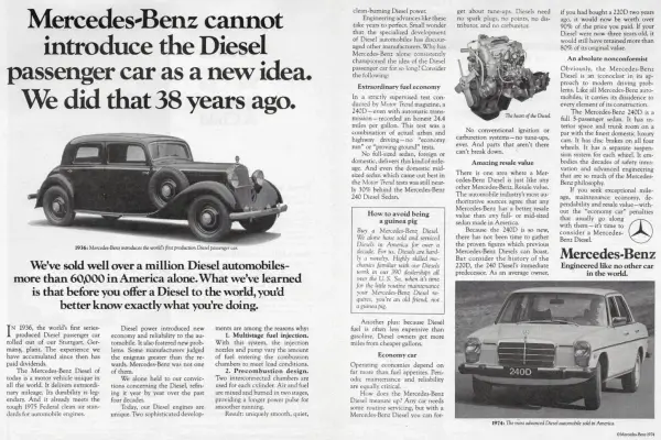 1974 Mercedes Benz 240D Advert