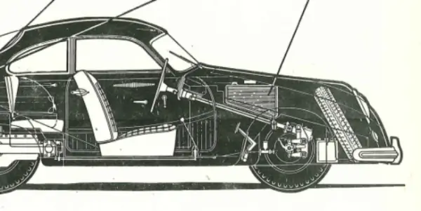 Click to enlarge 1953 Porsche 356 Pre-A Spare Wheel Mounting