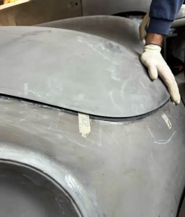 Click to enlarge 1953 Porsche 356 Pre-A - A struggle to close the bonnet with Stella Bianca Tyres