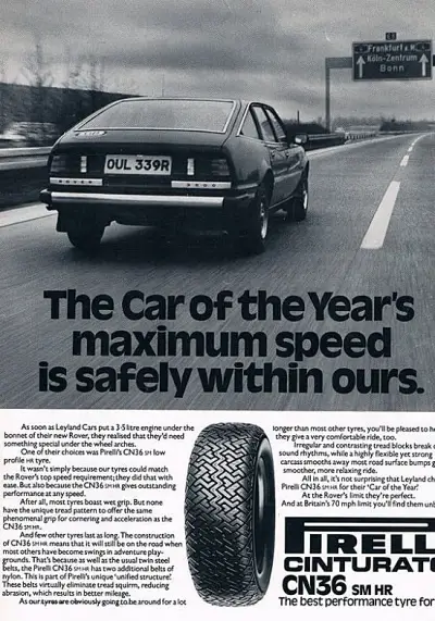 Rover SD1 Tyres - PIRELLI CN36 Advert