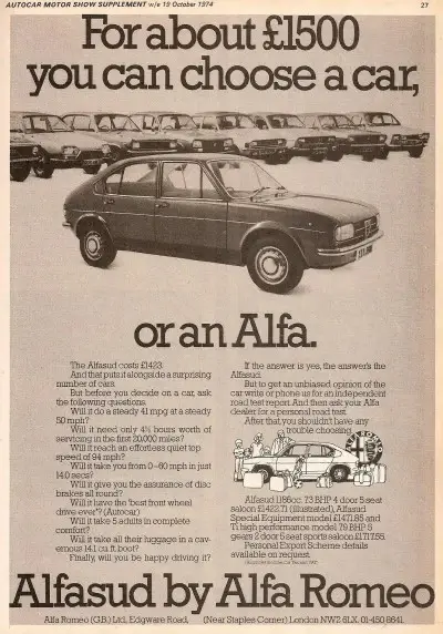 Alfa Romeo Alfasud Advert