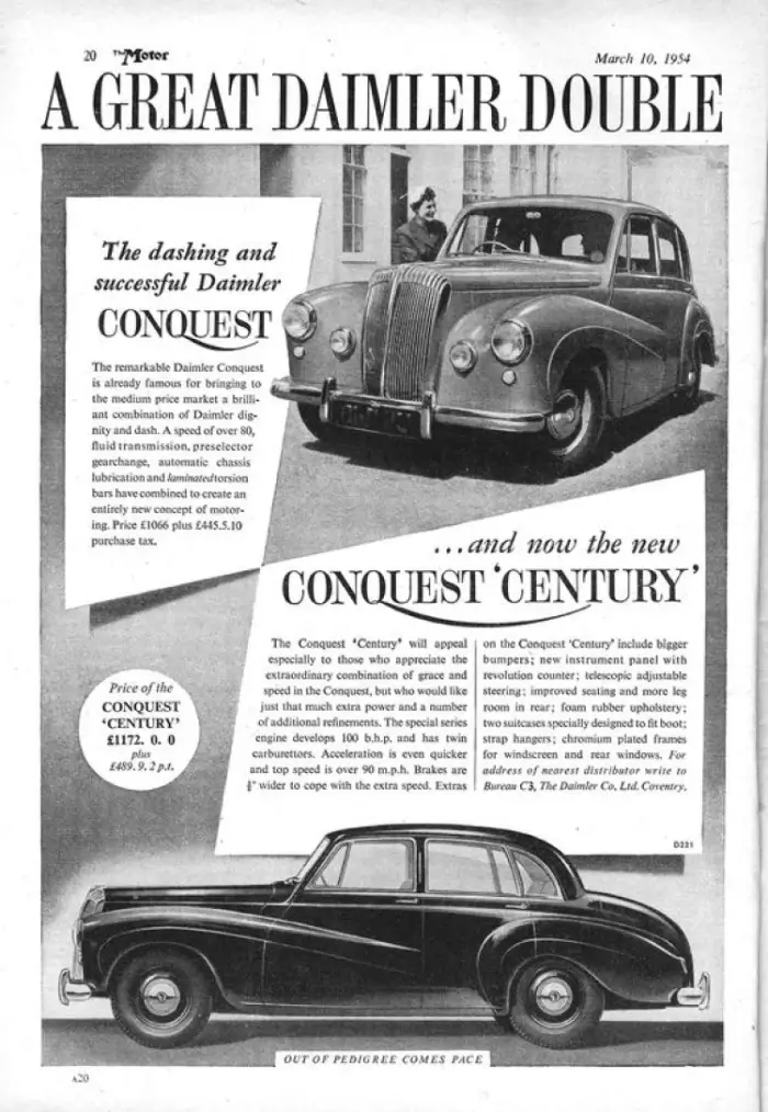 Click to enlarge Daimler Conquest Advert