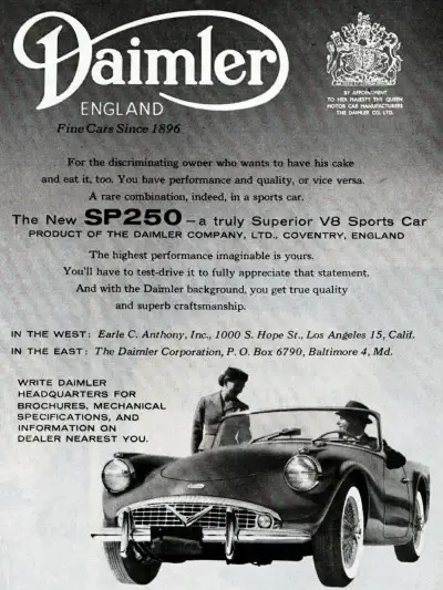 Daimler SP250 Dart Advert