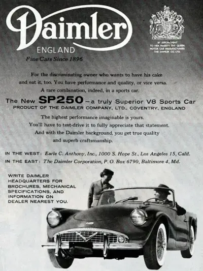 Click to enlarge Daimler SP250 Dart Advert