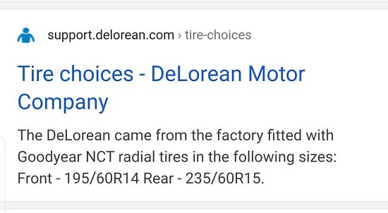 Original DeLorean Tyres