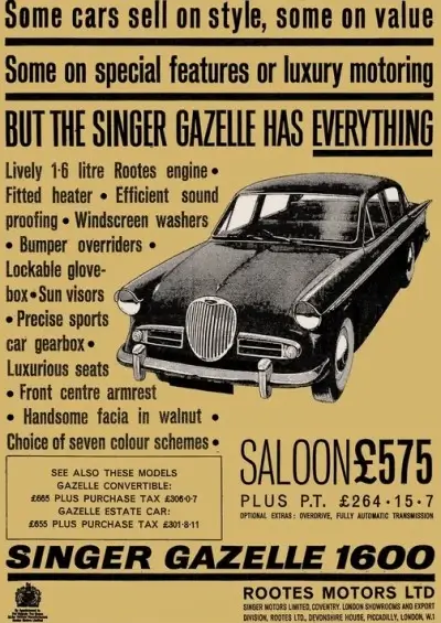 Singer Gazelle Period Poster